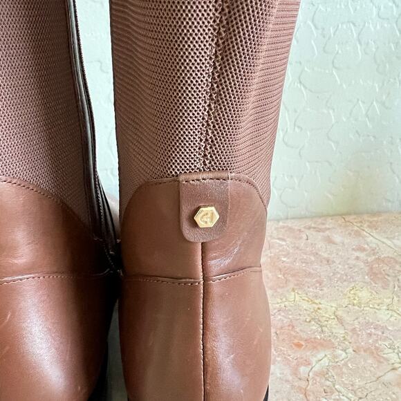 Cole Haan Noelle Brown Leather Knee High Stretch Riding Boots Womens 7.5 - Picture 6 of 15